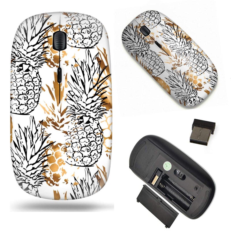 Nothers Unique Pattern Optical Mice Mobile Wireless Mouse 2.4G Portable for Notebook, PC, Laptop, Computer - Golden Pineapple - Image 1